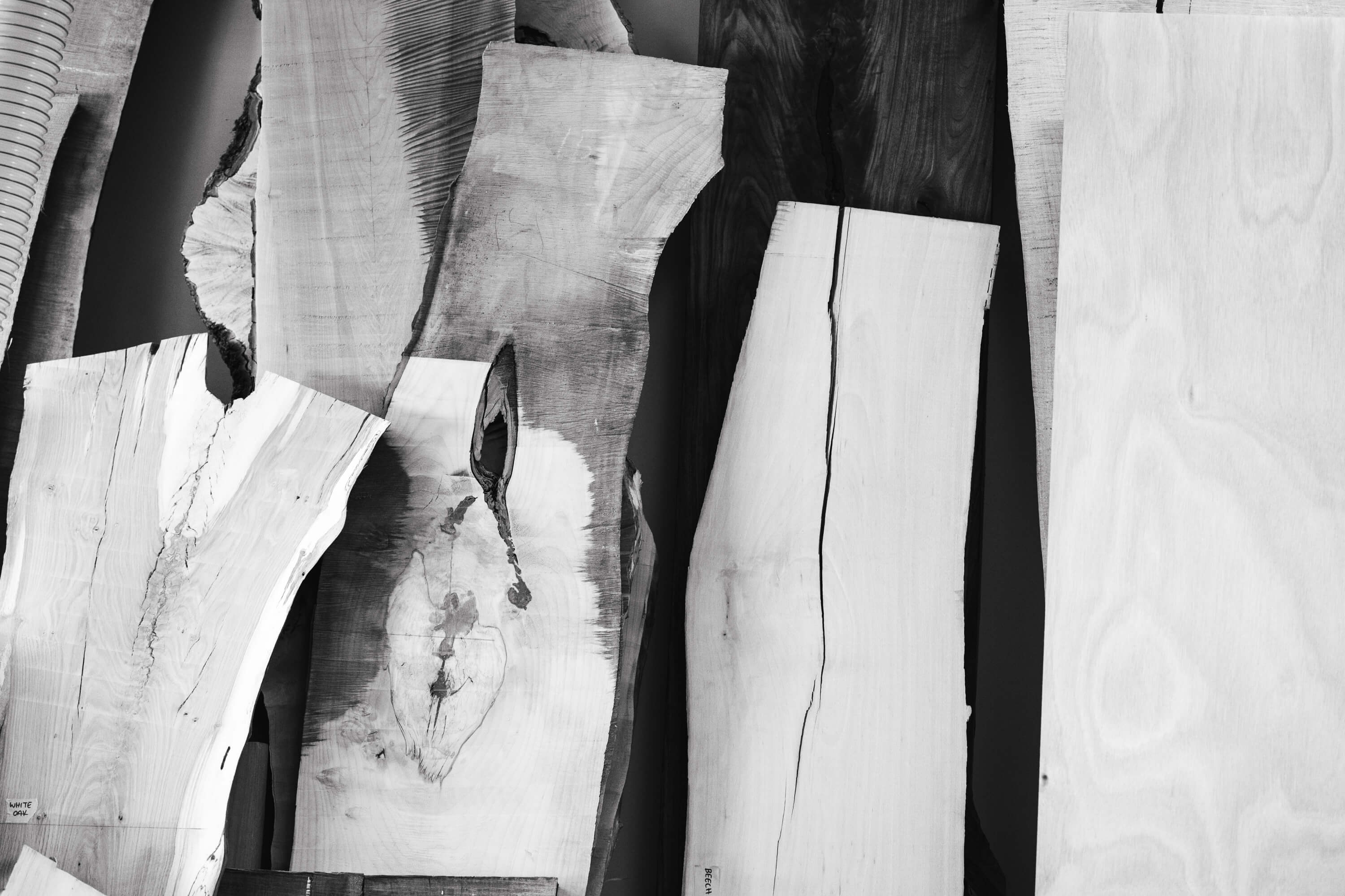 black and white wood slabs